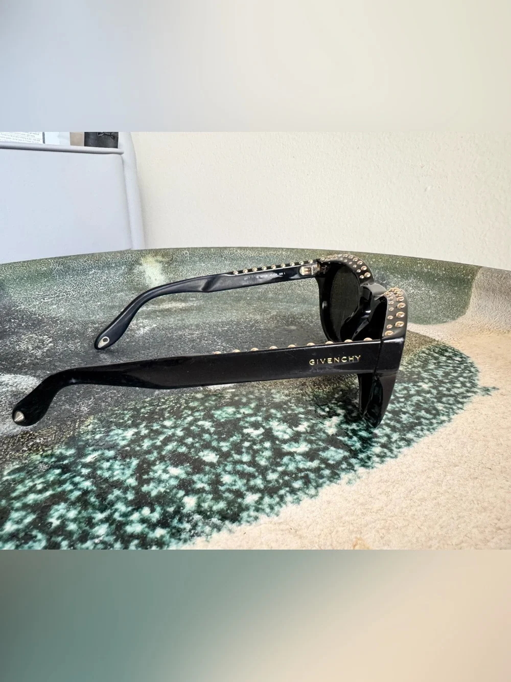 Givenchy Black Sunglasses with Gold Stud Accents